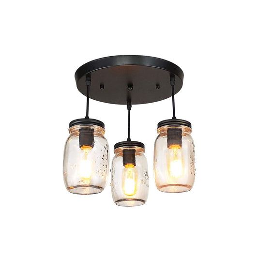 3-Light Glass Mason Jar Hanging Lamp - VividAuras