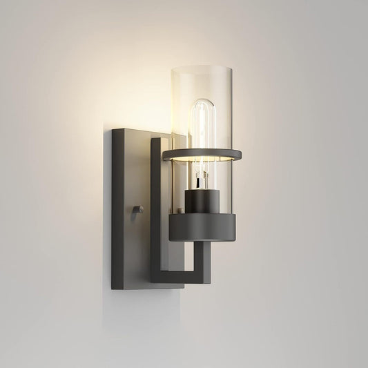 Black Wall Light Fixtures,Industrial Wall Sconces Clear Glass Wall Mount Sconce